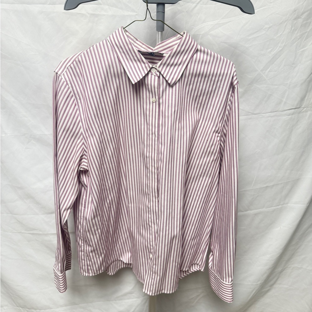 Jones New York Pink and White Striped Dress Shirt